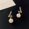 S925 Silver Twisted Diamond Pearl Earrings - Korean Simple Versatile Design for Women