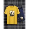 Summer Outdoor Men's Dice Spade Set Comfortable Casual Round Neck T-shirt Loose Short Men's Fashion Sports Summer Children's Set