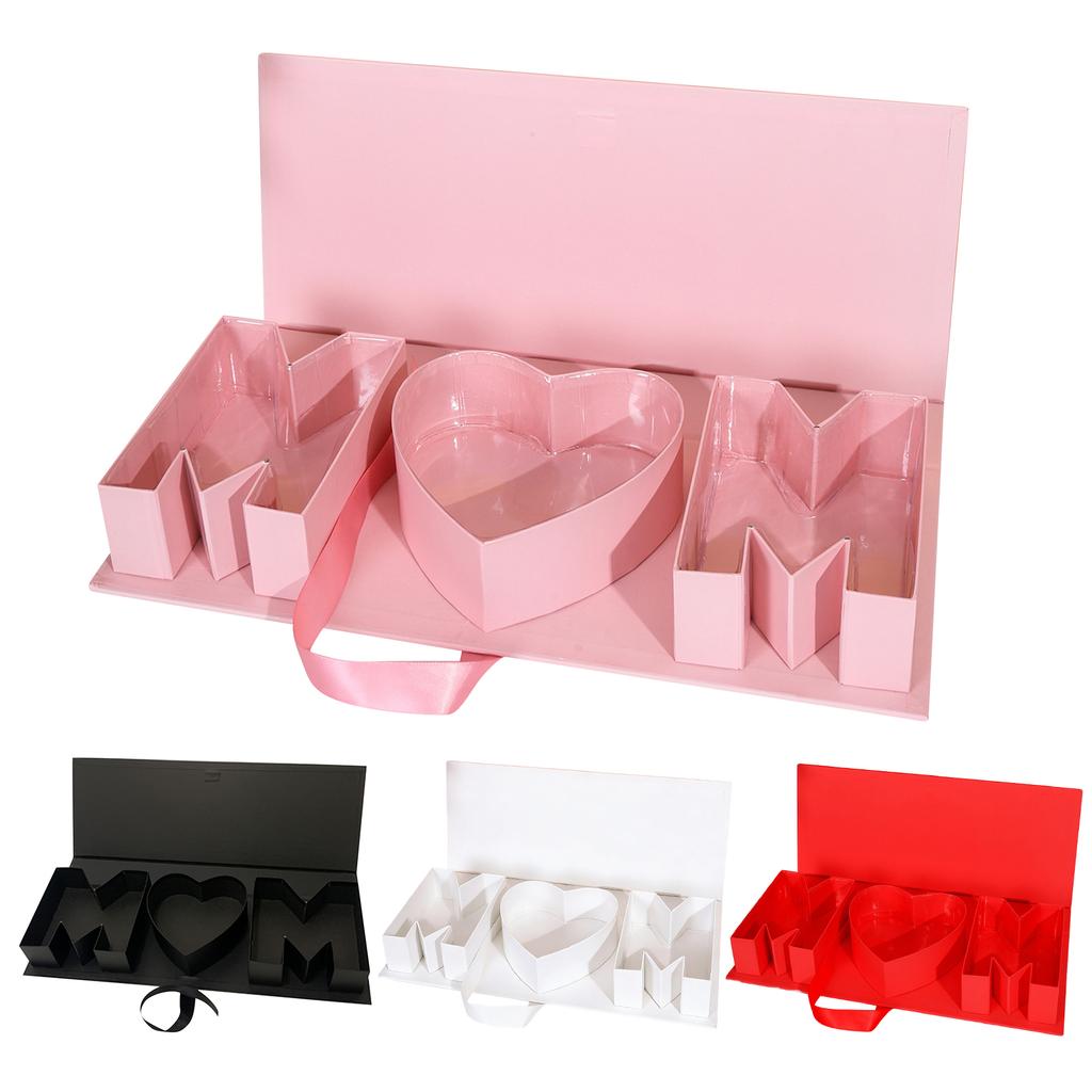 Mother Birthday Gifts Box  ''Mom'' Letter Empty Box Cardboard Fillable Paper Gift Flower Chocolate Packaging For New Mom Mother Birthday