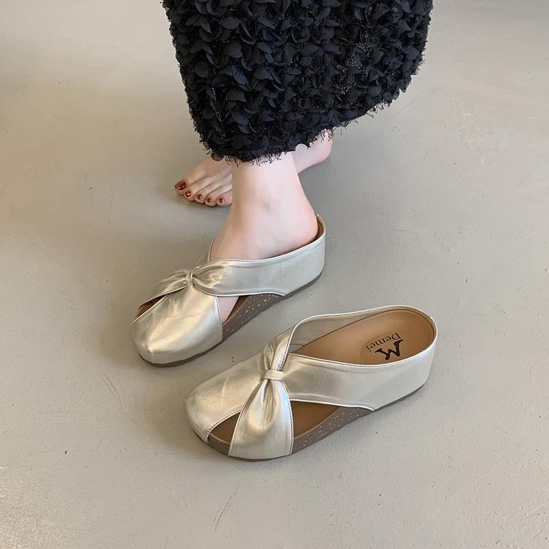 

Увеличение высоты каблука обувь Birkenstock сумка голова полушлепанцы женская летняя одежда 2025 новые маленькие одноногие крутые шлепанцы 39 шампанского