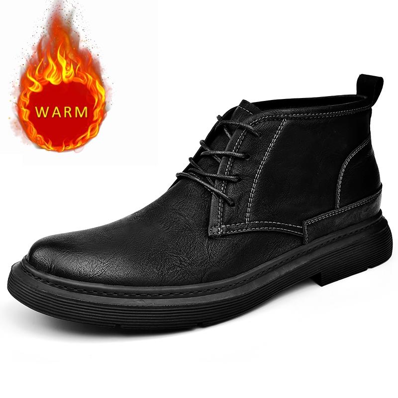 Luxury Men's Cotton Genuine Leather Boots Work Boots Men's Casual Shoes Fashionable Short Boots Hot Selling In Europe America