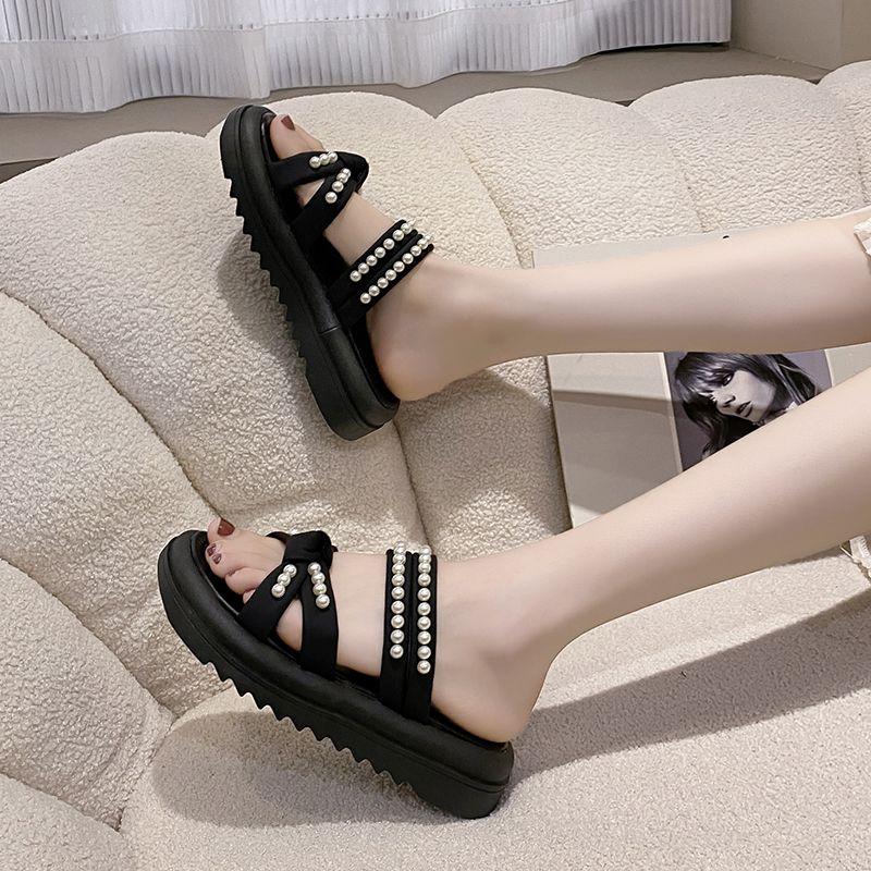 Woman Shoes Pearl Platform Bow Sandals for Women Vip on Sale Shoe Asian Size Wholesale Cheap Liquidation The Best Sandal Pvc