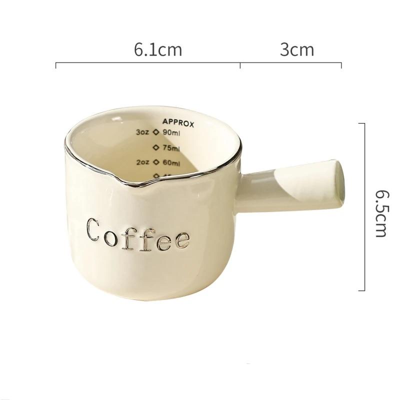 3oz/90ml High Color Value Espresso Cup with Scale High-grade Fine Ceramic Coffee Measuring Cup Extraction Cup Small Milk Cup