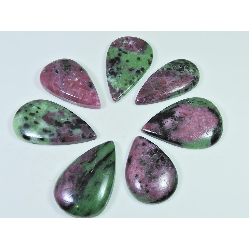 268Cts.. Natural Ruby Zoisite Pear Cabochon Loose Gemstone 07Pcs Lot C-497