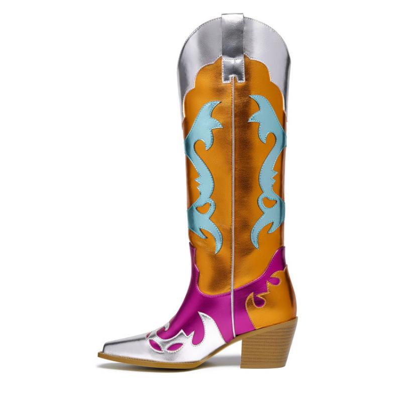 New women's leather boots 20252025 popular western women's boots large size knee boots high heel women's leather boots