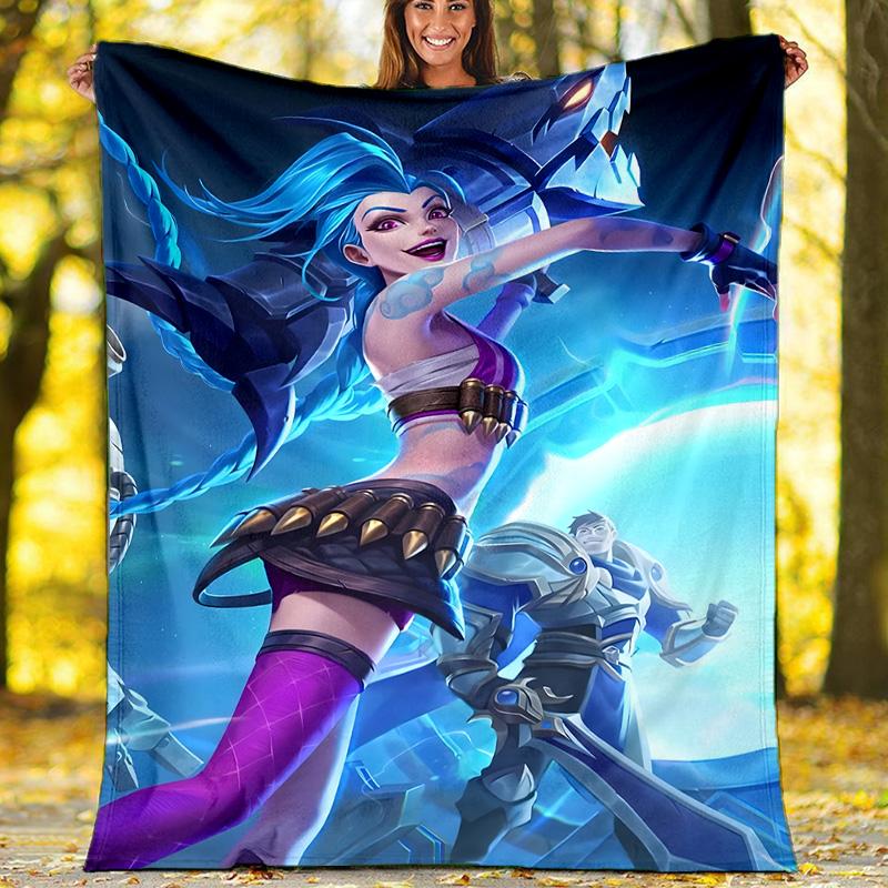 1pc Game L-Lol Theme Blanket - Digital Print, Polyester, Cozy for All Seasons, Perfect for Outdoor, and Travel
