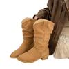 Retro Women's Mid-Calf Height-Increasing Cowboy Boots - Stacked Heel Autumn 2025 Edition