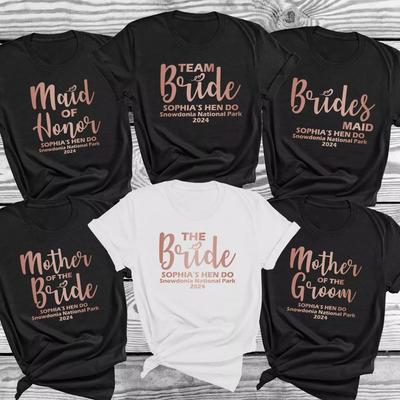 Camiseta Unissex Feminina Personalizada para Festa de Despedida de Solteira Despedida de Solteiro Equipe da Noiva Casamento