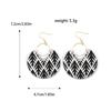 Retro Bohemian Double-Sided Geometric Pattern Wooden Earrings for Women