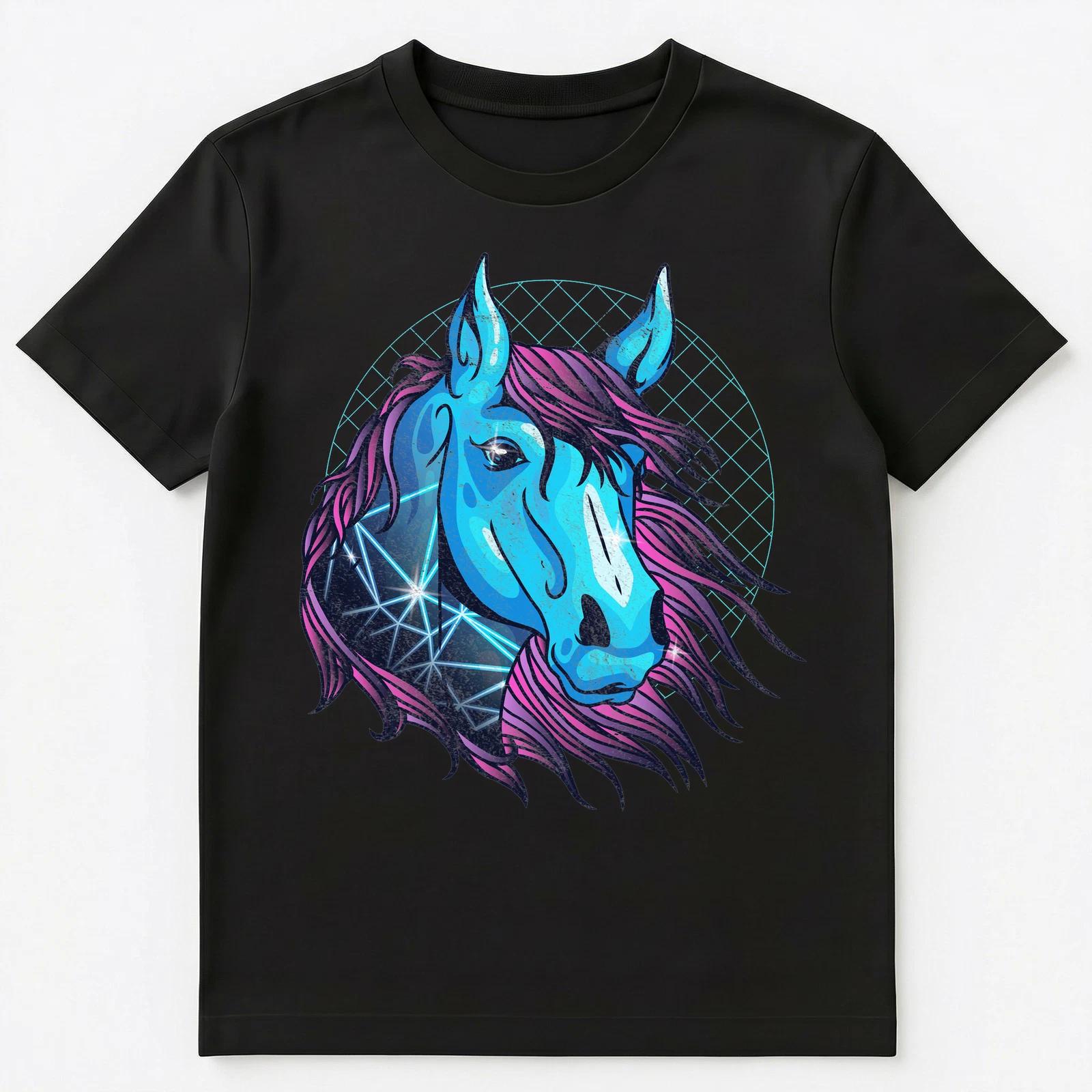 Horse Face Retro Vaporwave Aesthetic Art Style Unisex T-Shirt 4XL