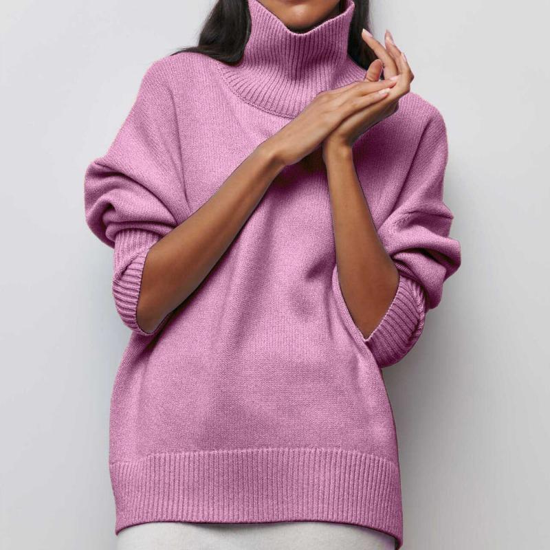 Women's new long-threaded sweater loose turtleneck autumn and winter knitted sweater