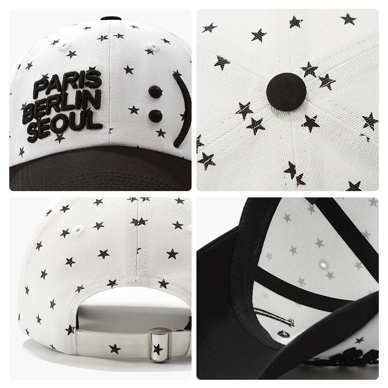 Smiley Star Baseball Big Head Hat Women's Face Versatile Star Polka Dot Cap