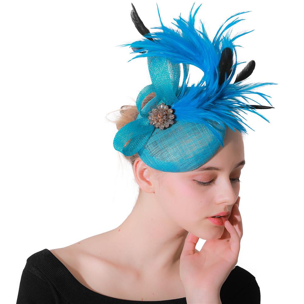 Linen Ladies Wedding Banquet Linen Hat New Top Hat Feather Shaped Bridal Top Hat