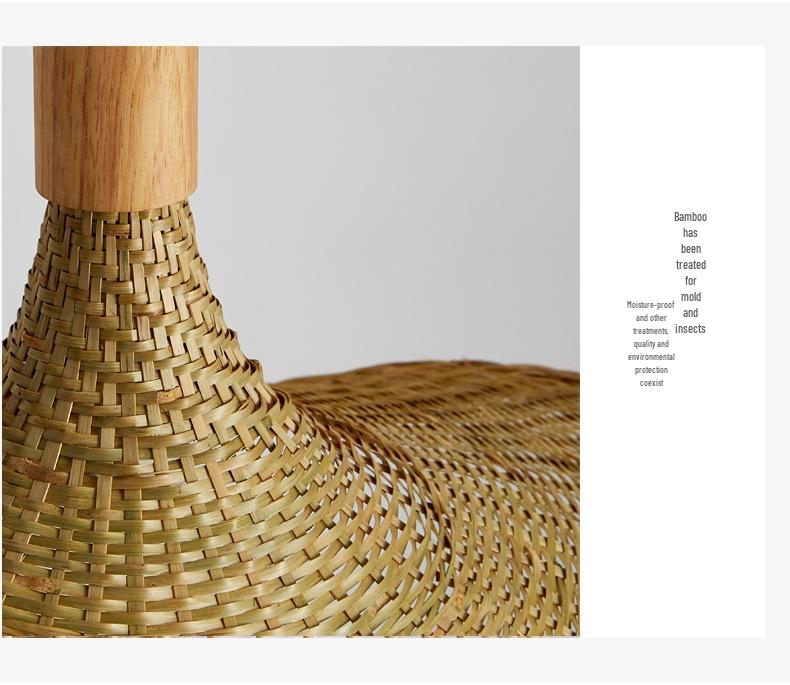 New Chinese Style Bamboo Woven Pendant Light - Southeast Asian Rattan & Japanese Straw Hat Design for Teahouses and Staircases.