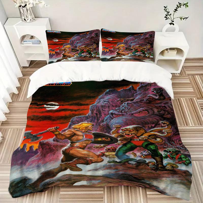 Heman Battle Cat Print 3Pcs Bedding Setduvet Cover With 2 Bedropillowcase Home Birthday Gift