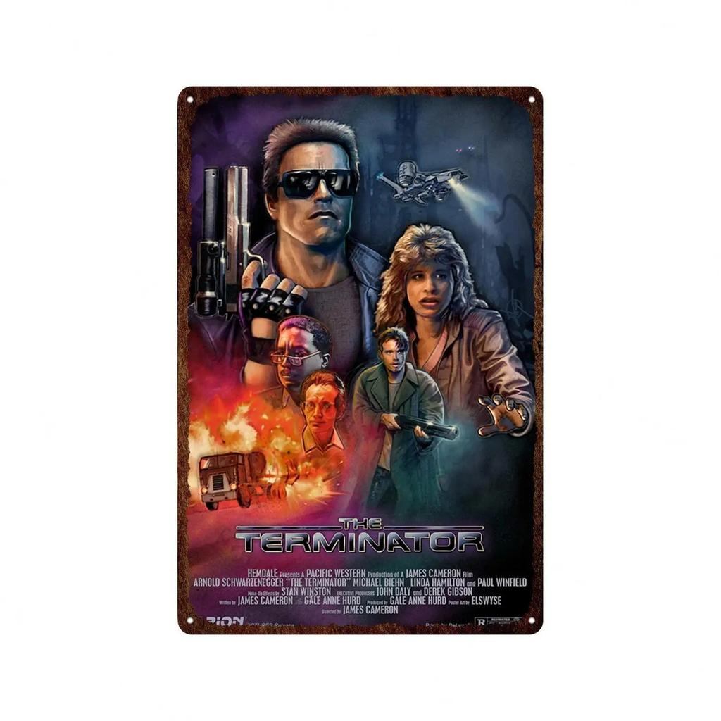 Kovový plechový plakát Terminator 2 Film Kovová deska Plakát Dekorace pro Bar Klub Nástěnná dekorace Retro Domov Ložnice Vintage nástěnná deska