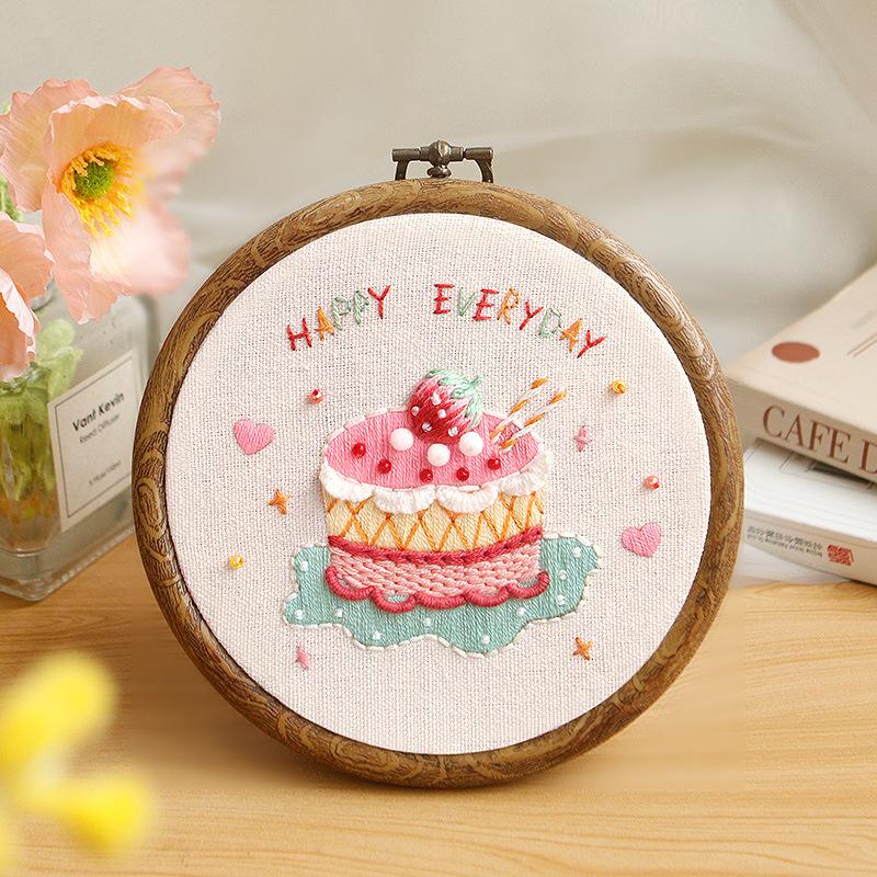 Handmade Embroidery Kit DIY Material Package 3D Cross Stitch Circular Ornament Contain Embroidery Tools Embroidery Frame