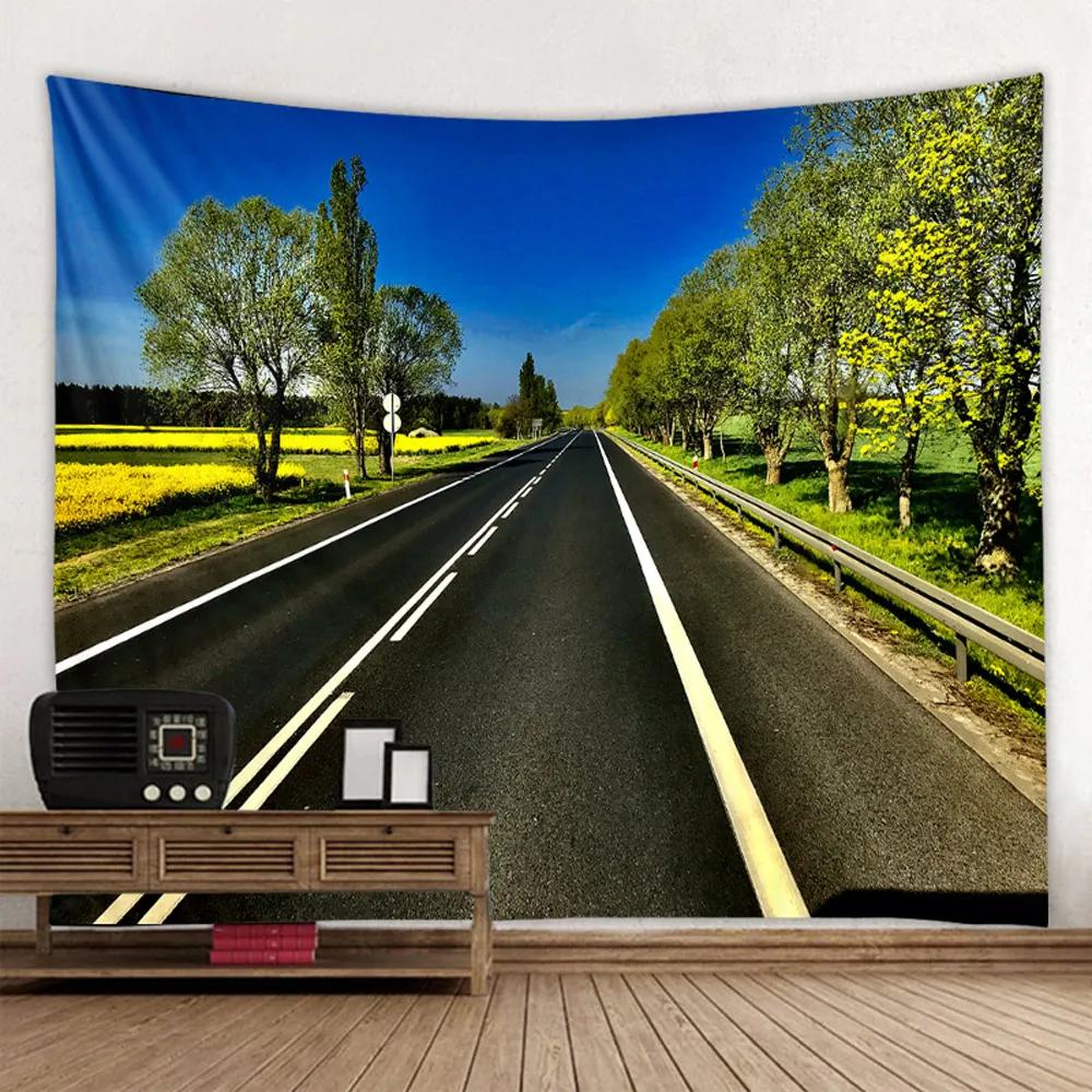 Tapestry Art Deco Blanket Curtain Hanging Home Bedroom Living Room Decoration Train Track and Road Wall