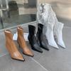 2025 Autumn and Winter New European and American Fashion Internet Celebrity Pointed Head Thin Heel Fashion Thin Temperament High Heel Short Boots