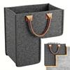 Stair Basket with Leather Handles Felt L-Shape Large Capacity Stair Step Bin Foldable Staircase Organizer for Clothes Toys