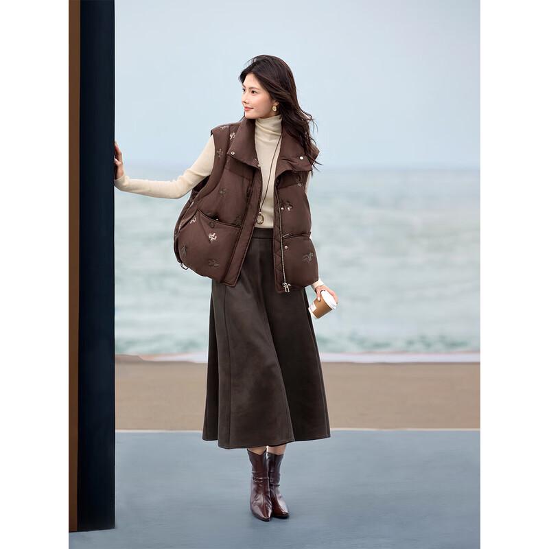 Women's Sequin Embroidered Sleeveless Padded Vest