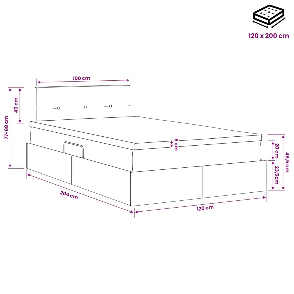 Storage Bed with Headboard Light Grey 120 X 200 Cm Velvet
