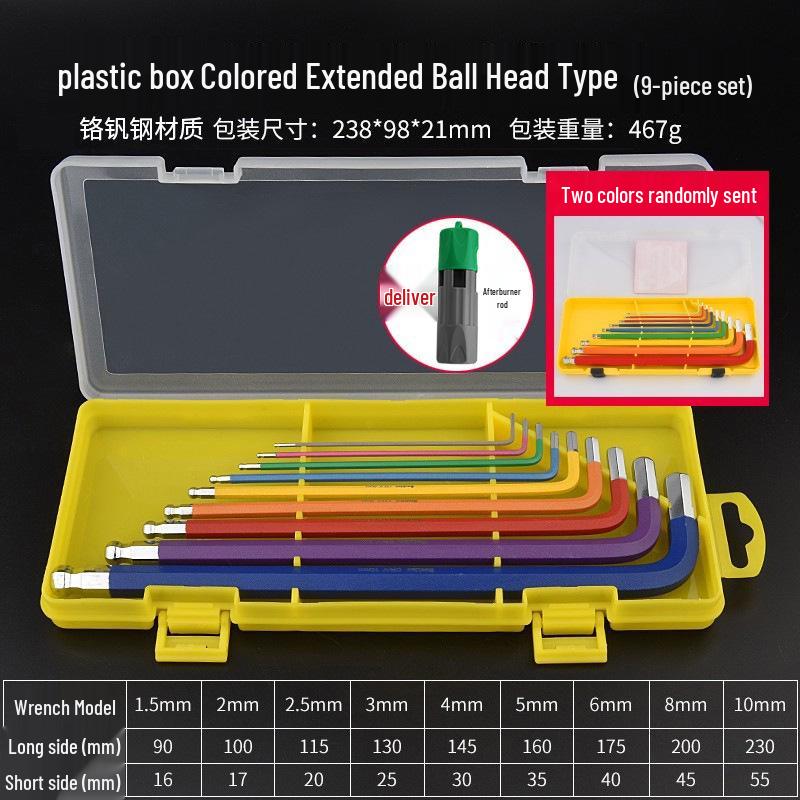 Colored Hex Key Set with Multifunctional 6-Point Screwdriver
