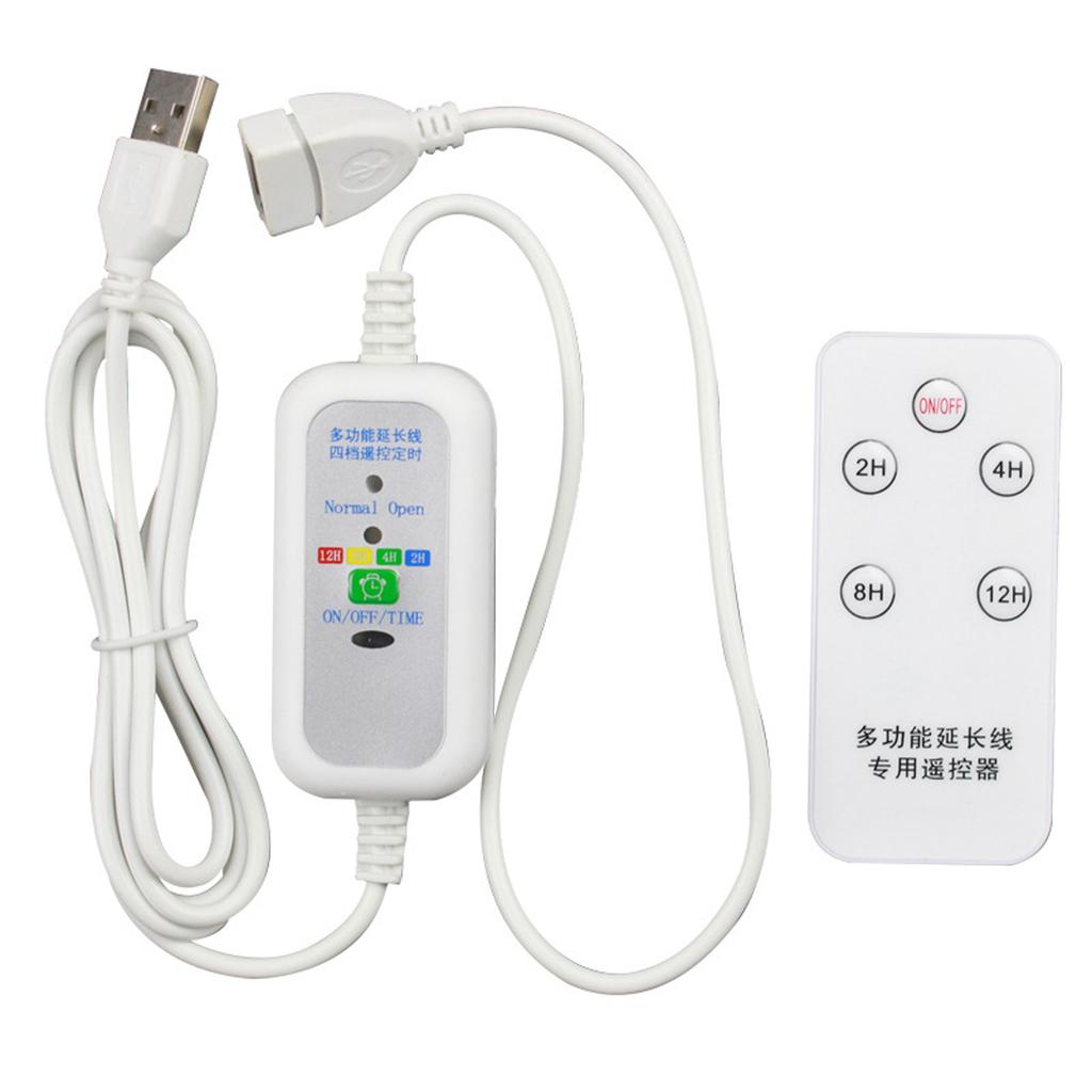 1.5M Multifunction Remote USB Extension Cable for 5V USB Fan LED Light with 2-12 Hour Timing Function ON OFF Switch