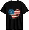 Distressed American Flag Heart Graphic T-shirt