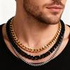 YQ Stainless Steel Cuban Link Chain Necklace For Men Women Goth Punk Accessory Jewelry Black Gold Silver Color