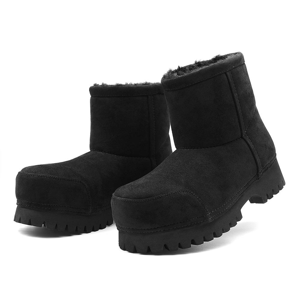 2025 Winter Fleece-Lined Big Head Snow Boots, Non-Slip Thick Sole, Height-Increasing, Pull-On Fashion.