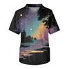 Men's Printing Short Sleeve V-neck Working Blouse Chest Pocket Carer Top