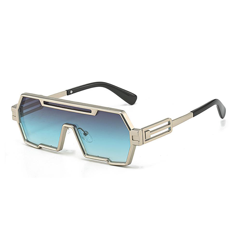 Fashionable Sunglasses For Women Geometric Gold Frame Sunglasses With Metal Stripes Personalized And Charming Women'S Glasses