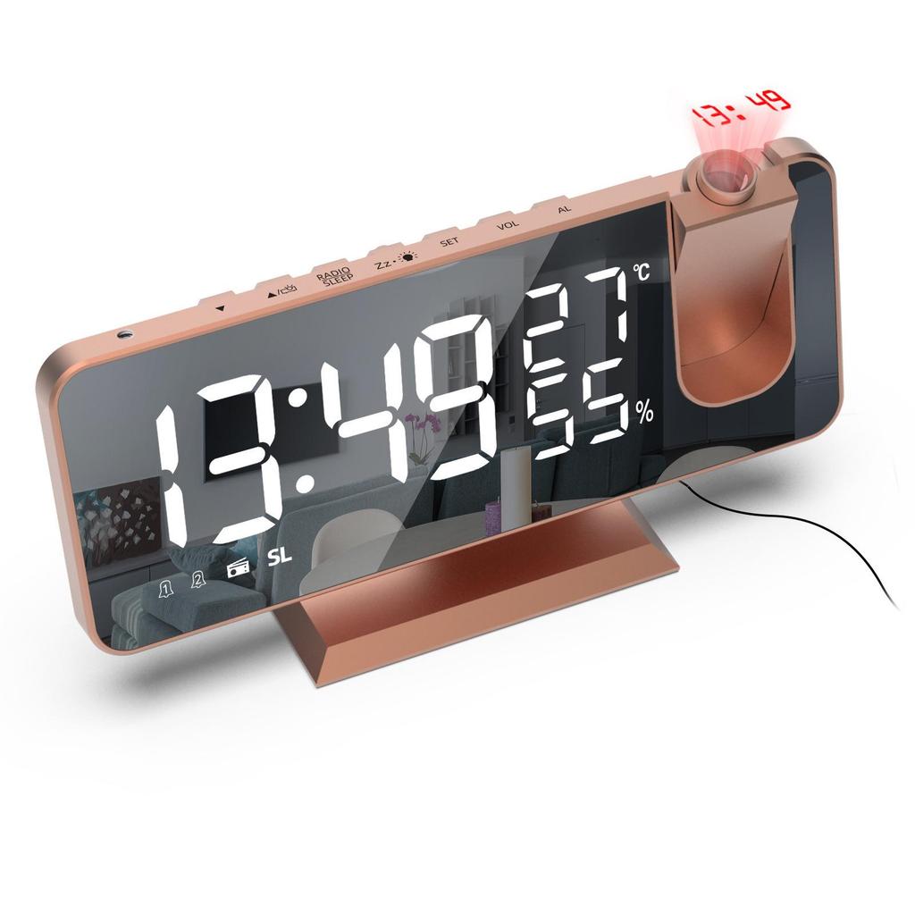 Dual Alarm Projection LED Mirror Clock with Large Display
