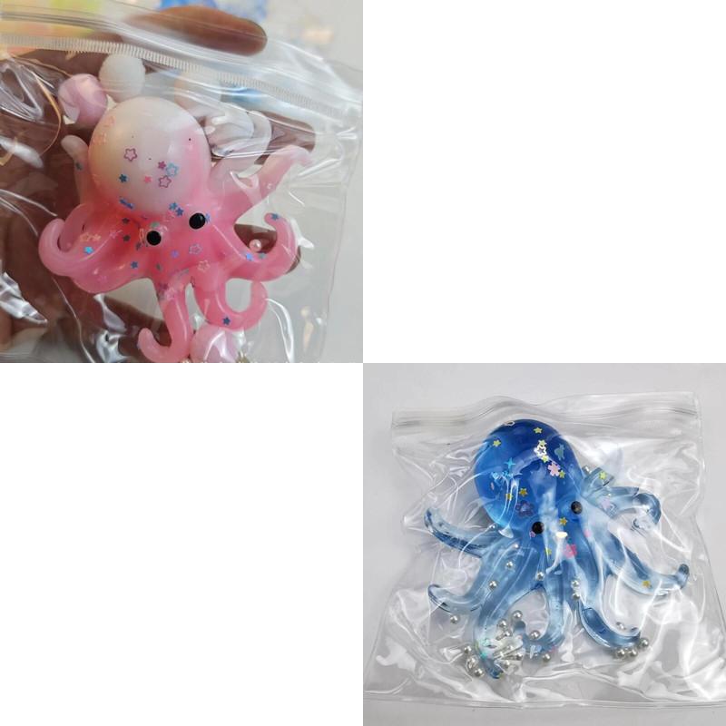 Glitter Octopus Squeeze Toy Slow Rebound Squishy Sugar Stress Relief Ball for Kids Cute Fidget Toy Squishy Ocean Sensory Decompression Gift