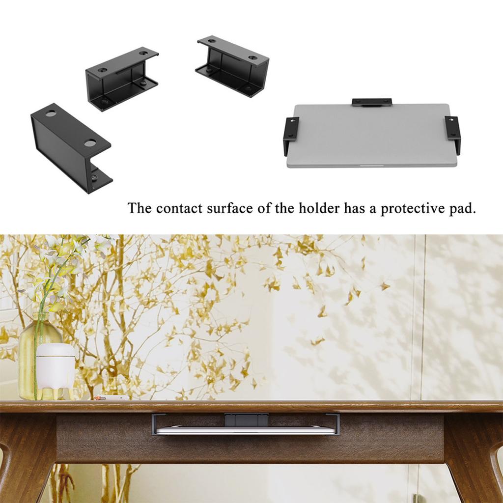 Under Desk Laptop Rack Bracket Increase Friction Easy To Install Bracket for Laptops Modems Keyboards