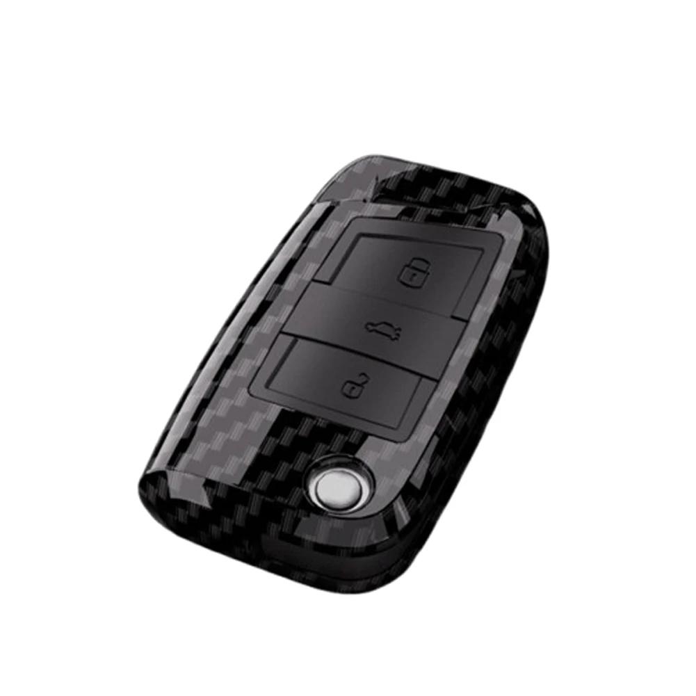 

3 Buttons Car Key Case ABS Carbon Fiber Key Cover Protected Fob For VW Volkswagen Tiguan L MK2 For SEAT Ateca Leon FR 2 Ibiza