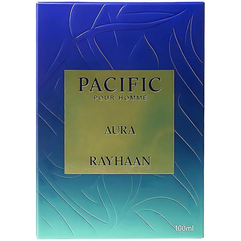 Rayhaan Pacific Aura - Citric, Aromatic, Mentă, Ambră, Proaspăt - Spray Apa de Parfum pentru Bărbați, 3,4 Oz / 100 ml