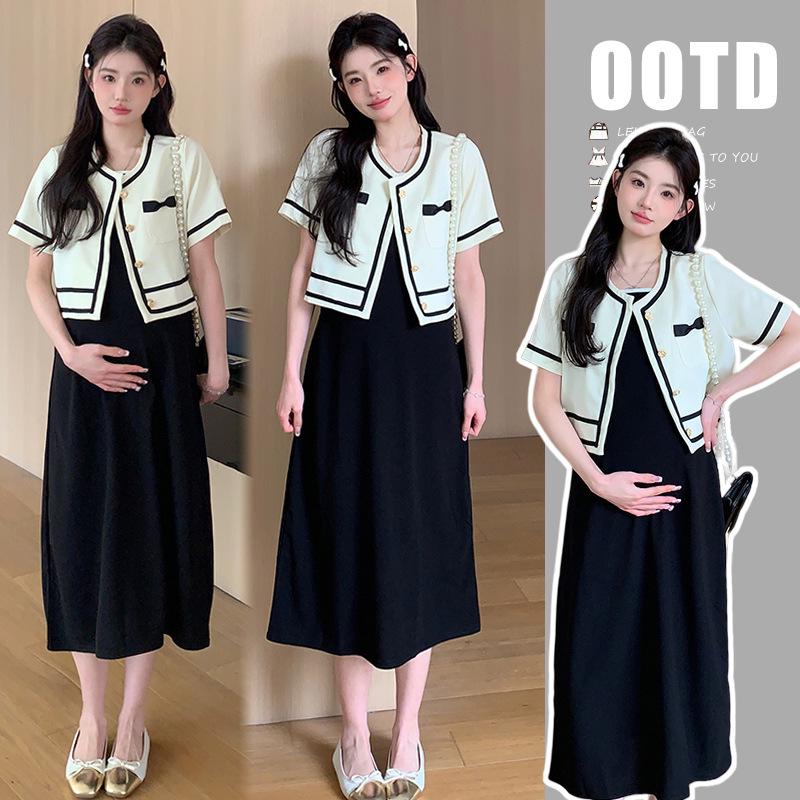 2026 French-Style Summer Maternity Jacket & Camisole Dress Set XL