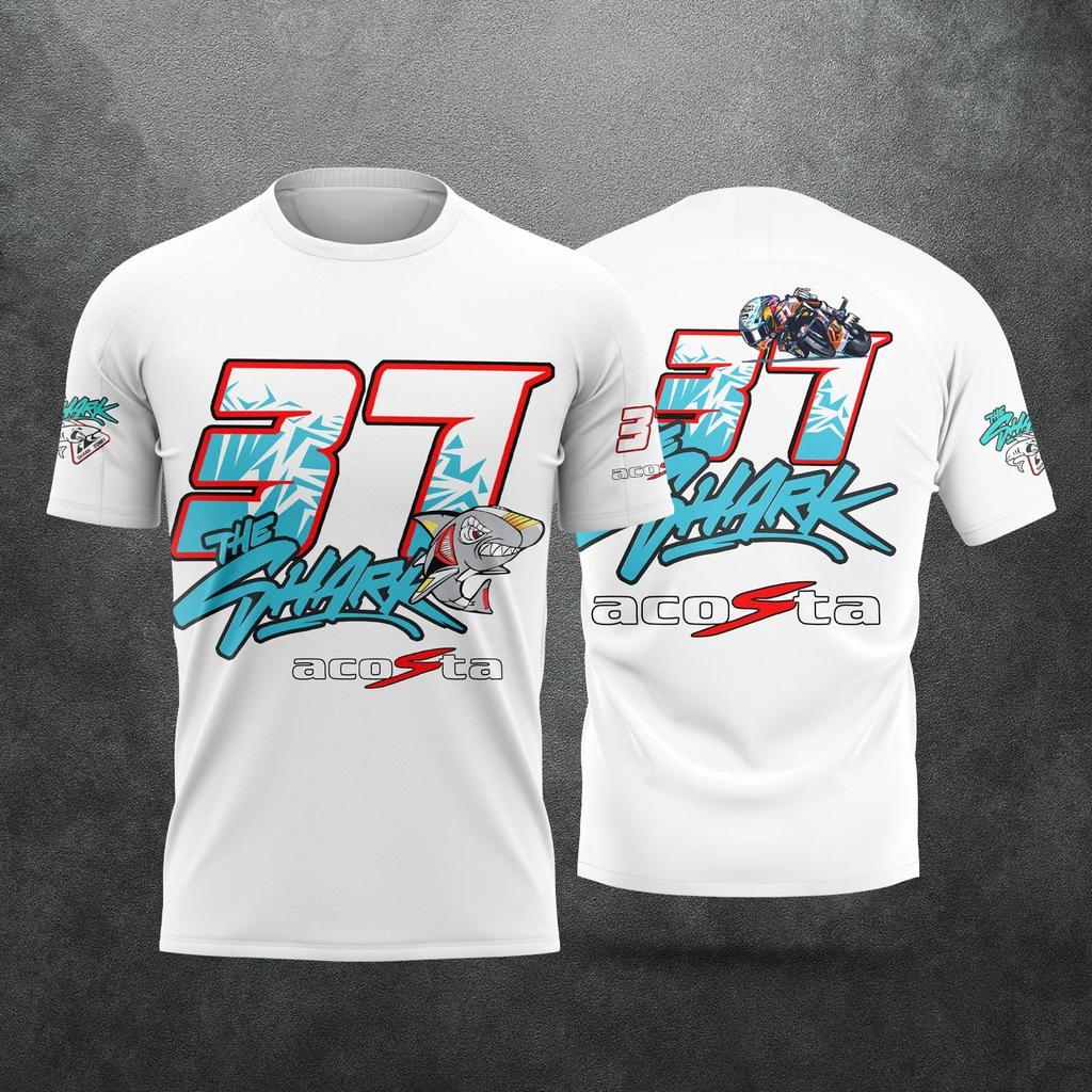 2026 Fashion Pedro Acosta #37 The Shark MotoGP T-shirt Men's Adults Teal Green Quick Drying Casual Motorsport Racing Fan T-shirt