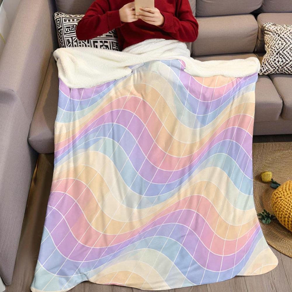 Wavy Checker Flannel Blanket Perfect for Sofa Office Bed Travel Sleep Read Relax Camping four season use