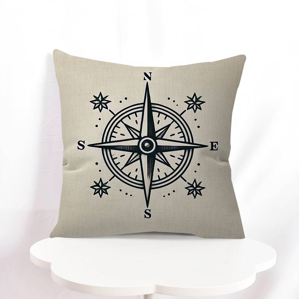 N-Nautical C-Compass Logo Cushion Cover Decorative Pillow Sofa Home Decor Case Pillow Cases