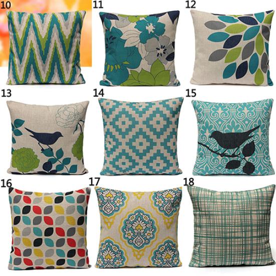 Talos Home Decor Vintage Geometric Flower Cotton Linen Throw Pillow Case Cushion Cover