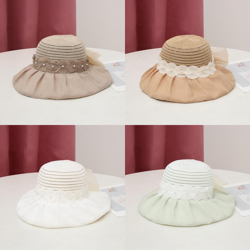 Summer Sun Protection Wide Brim Straw Hat With Breathable Lace And Adjustable Fit For Women