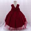 Infant Big Bow Trailing Baby Dress Costumes Kids Clothes Princess Party Wedding Dresses for Baby Girls 1st Year Birthday Dress