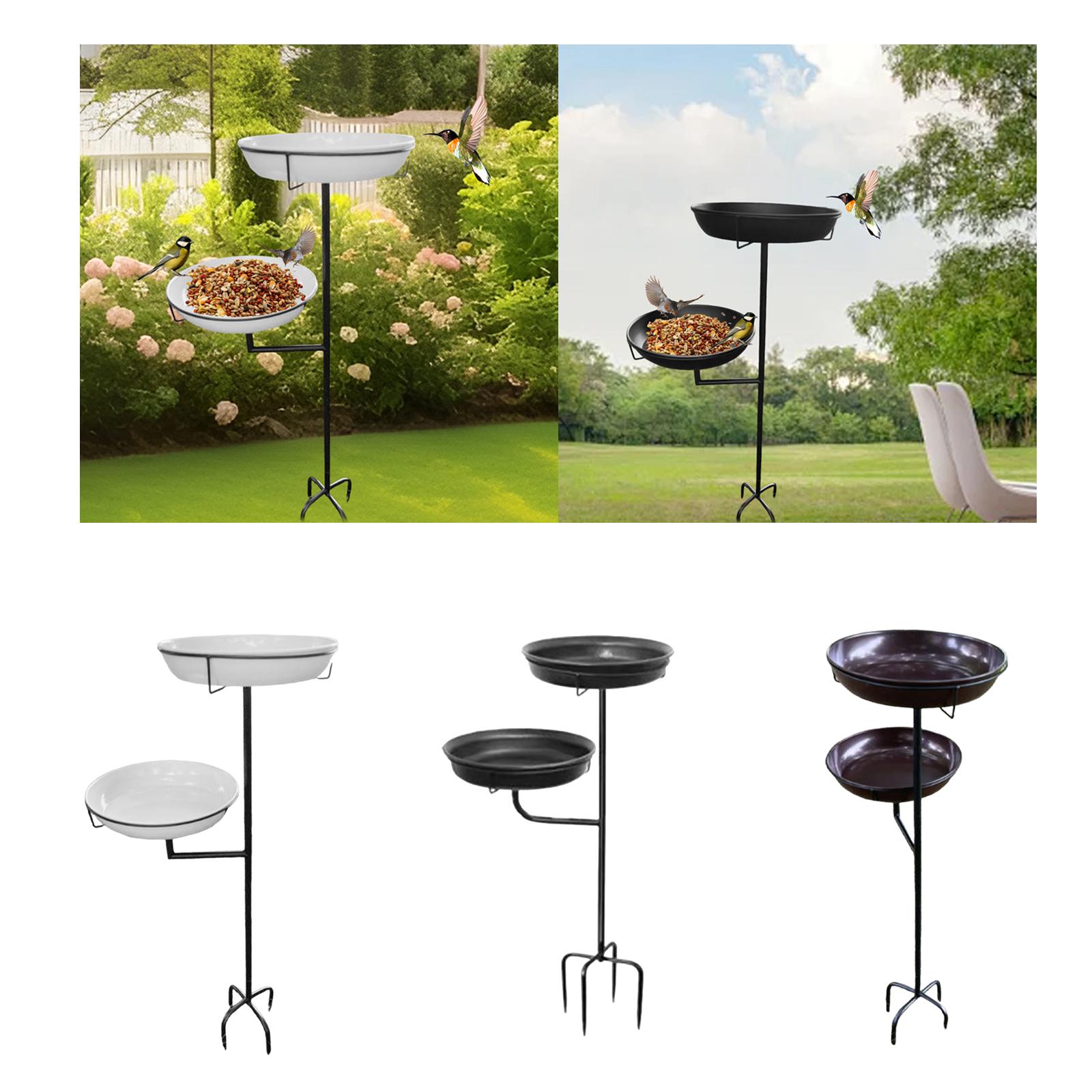 Bird Bath Feeder Bowl Bird Feeder Drinking Sturdy Versatile Elegant Iron Double bianco