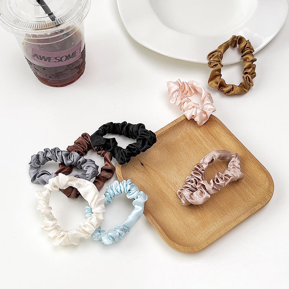 Korean Pleated Satin Hair Ring - Fashionable Elastic Headband for Ponytails