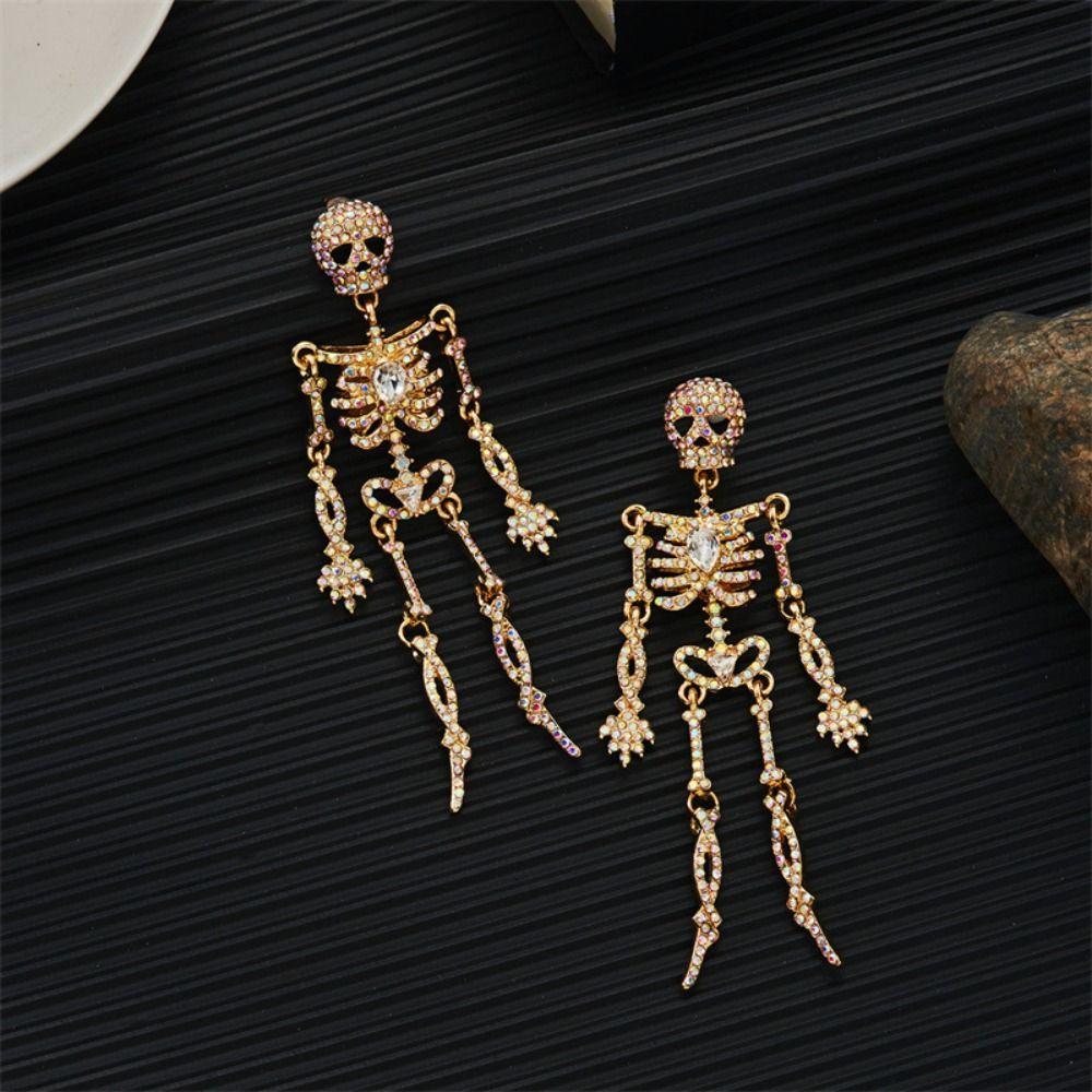 Punk Style Skeleton Pendant Earrings Shiny Halloween Party Jewelry  Festival Jewelry