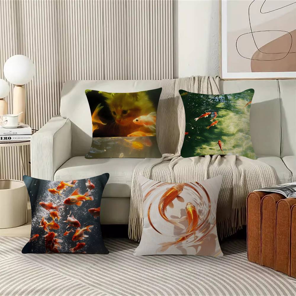 Luckly Koi Goldfish Pillow Anime Pillow Sofa Bed Head Pillow Cover Cushion Cover Fashion