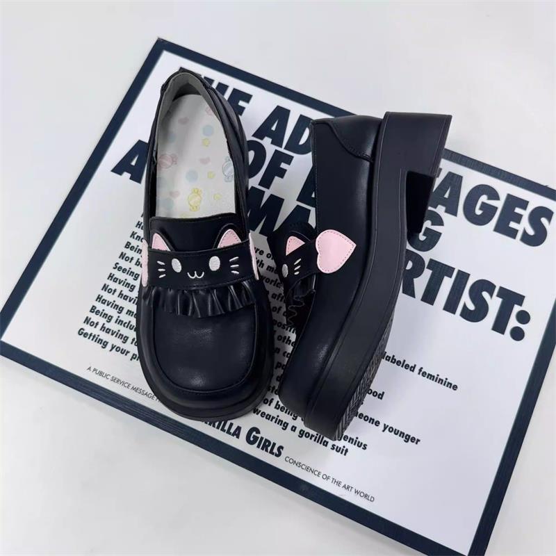 College Style Cute Leather Shoes Lolita Lolita Uniform Shoes Versatile Japanese One-pedal Round Head Middle Heel Jk Single Shoes